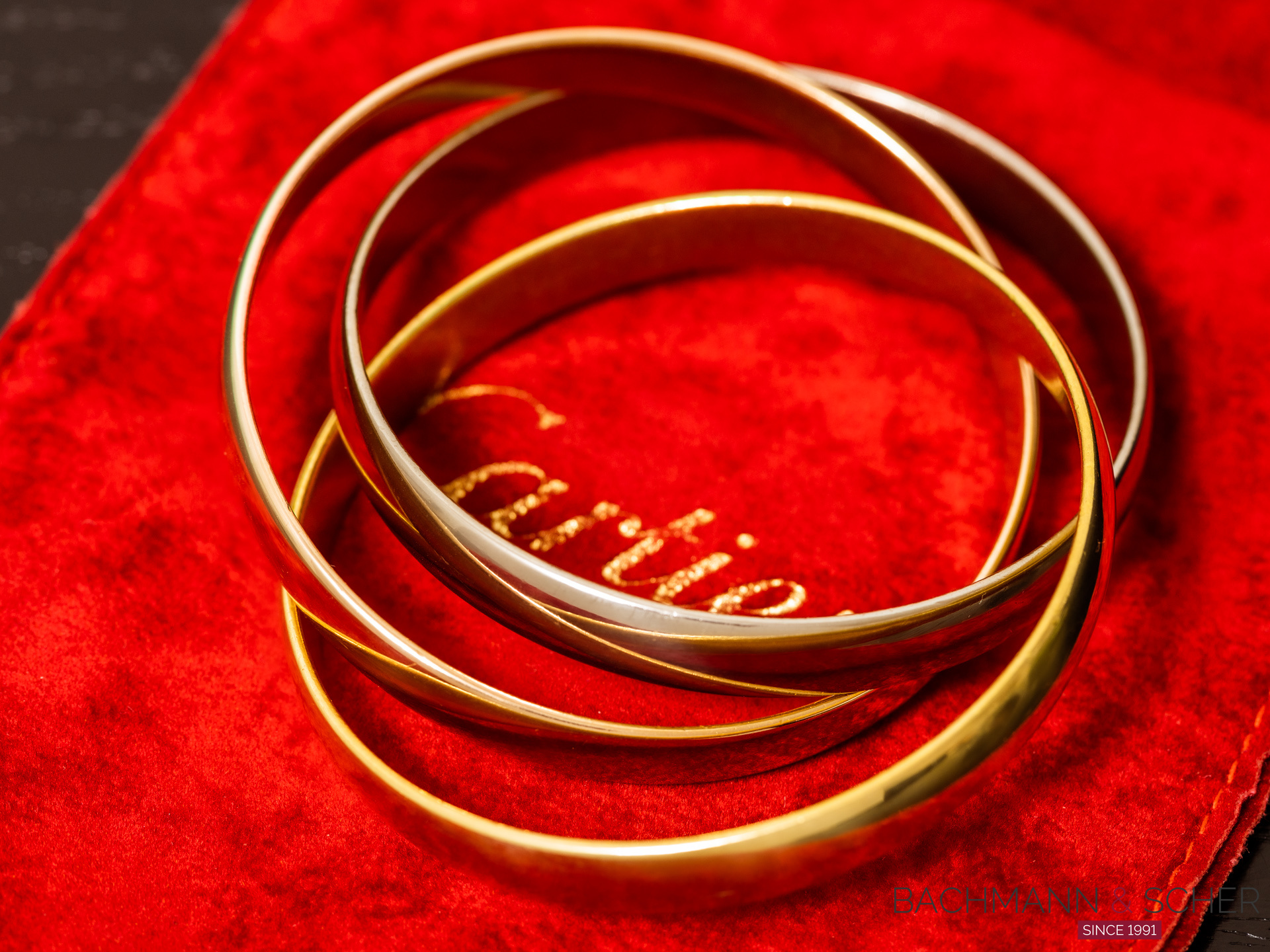 Cartier Trinity Triple Circle 4 Chain Bracelet K18 Yellow Gold/K18Wg/K18Pg  Ladies | Chairish