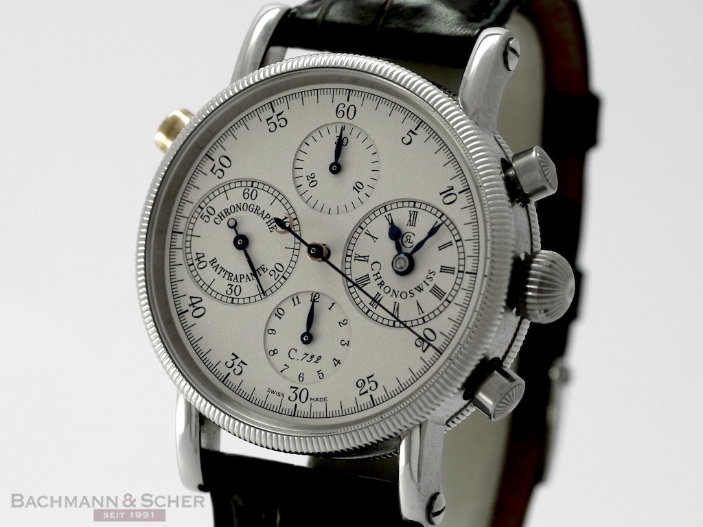 Chronoswiss Rattrapante Ref CH7323 Stainless Steel Papers Bj 2008 Unworn