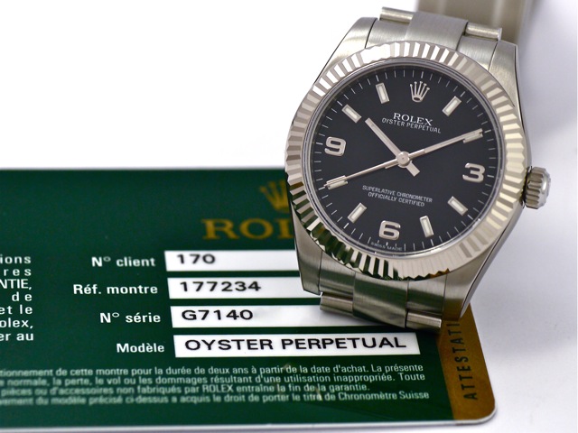 Rolex Oyster Perpetual Medium Steel 18k WG Bezel Ref. 177234