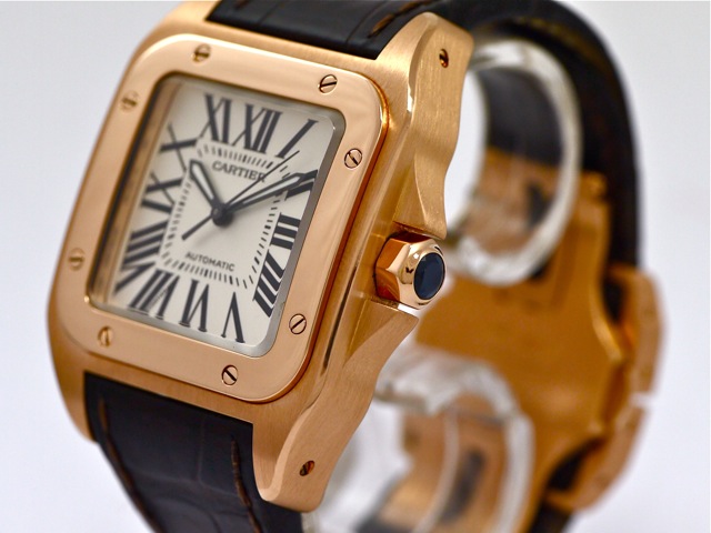 Cartier Santos 100 Medium Size 18k Rose Gold Bj. 2010 Like New