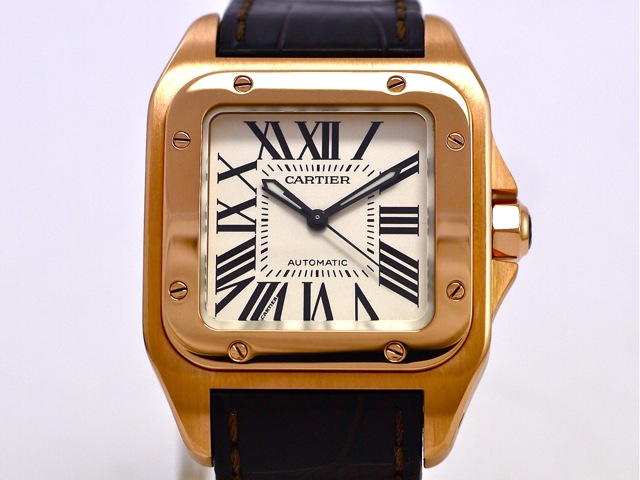 Cartier Santos 100 Medium Size 18k Rose Gold Bj. 2010 Like New