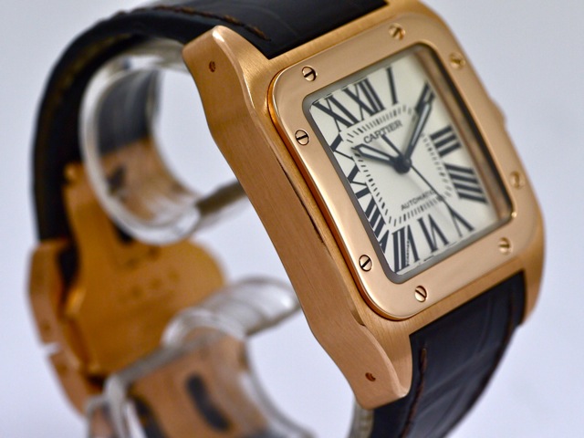 Cartier Santos 100 Medium Size 18k Rose Gold Bj. 2010 Like New