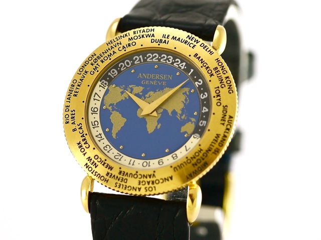 Svent Andersen Worldtimer 18k Yellow Gold bj. 1990