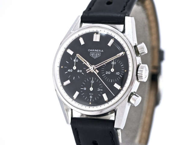 HEUER Vintage Carrera Ref. 2447N Black Dial Steel Bj. 1968