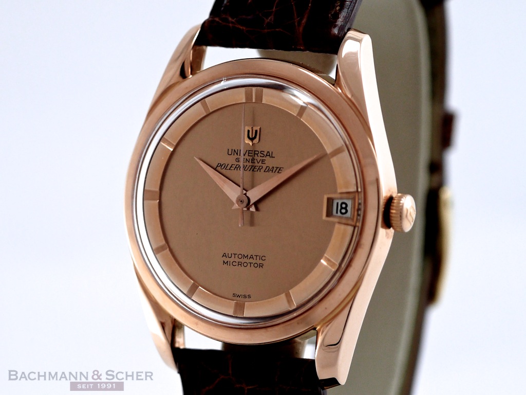 Universal Geneve Vintage Polerouter Date Ref 1045031 in 18k Rose Gold Bj 1962