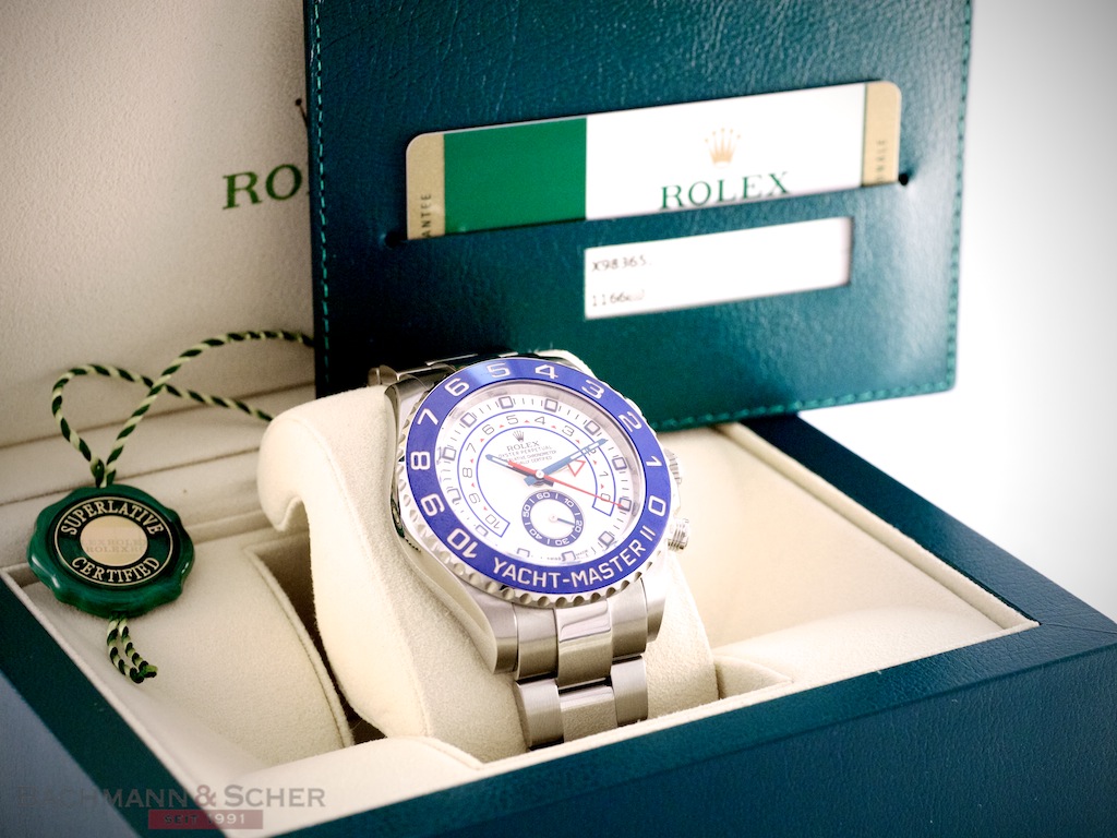 Rolex Yachtmaster II Regatta Chronograph Ref 116680 Stainless Steel Box Bj 2015 LC 100
