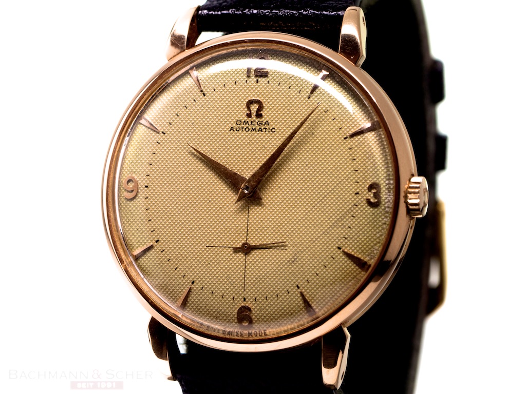 OMEGA Vintage Gentlemans Watch Hammer Automatic 18k Rose Gold Bj 1950