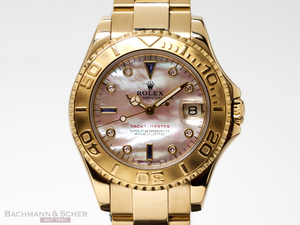 Rolex Yachtmaster 18K Yellow Gold Mother of Pearl Dial Watch 68628