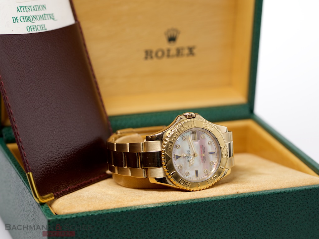 Rolex Yachtmaster 18K Yellow Gold Mother of Pearl Dial Watch 68628