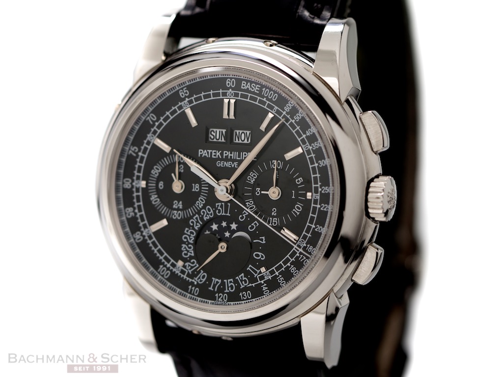 Patek Philippe Perpetual Calendar Chronograph Moon Phase Ref 5970P 001 950 Platinum Box Warranty Bj 2009 WEMPE New Like