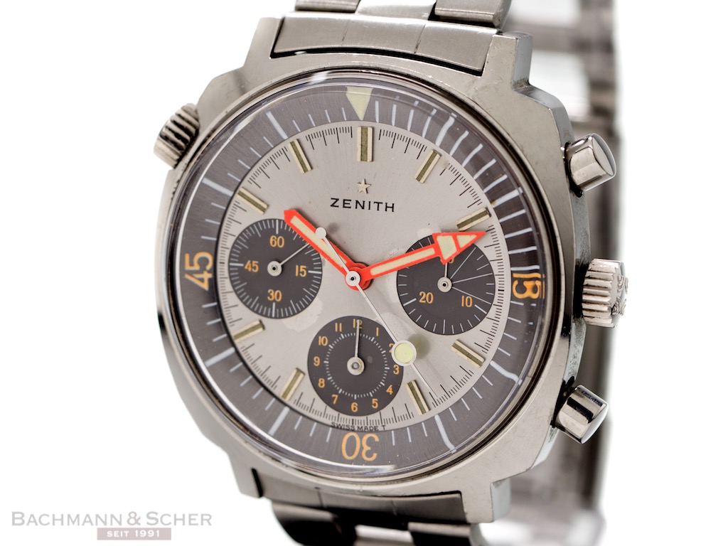 ZENITH Vintage Super SubSea Orange Hands Ref-A3736 Stainless Steel 