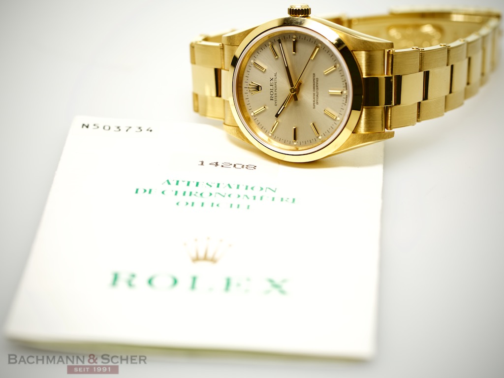 Rolex Oyster Perpetual Ref-14208 18k Yellow Gold Papers Bj