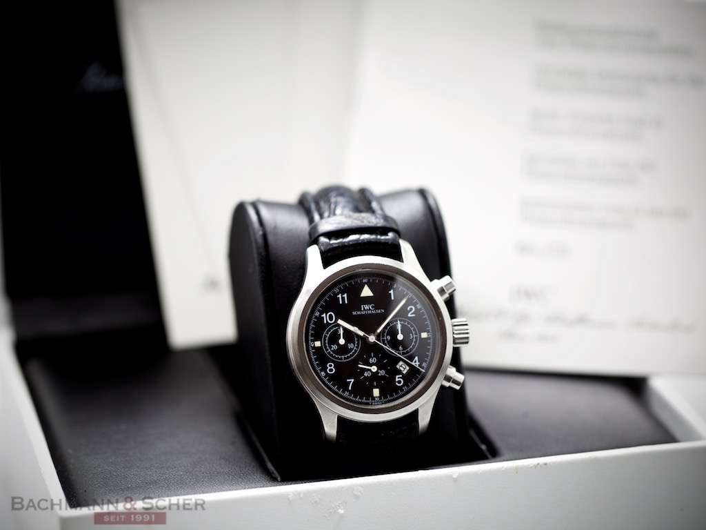 IWC Flieger Chronograph Quartz Ref 3741 Stainless Steel Box Papers Bj 1991