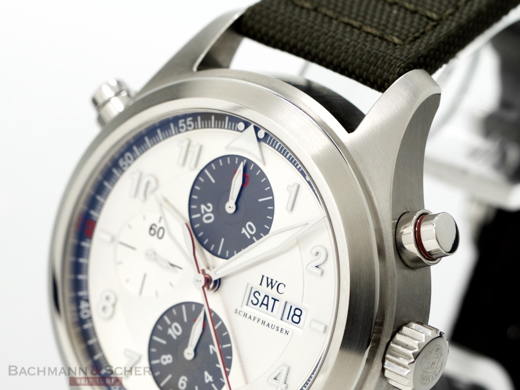 IWC Spitfire Doppelchronograph Ref IW371806 Stainless Steel Box Papers Bj 2011