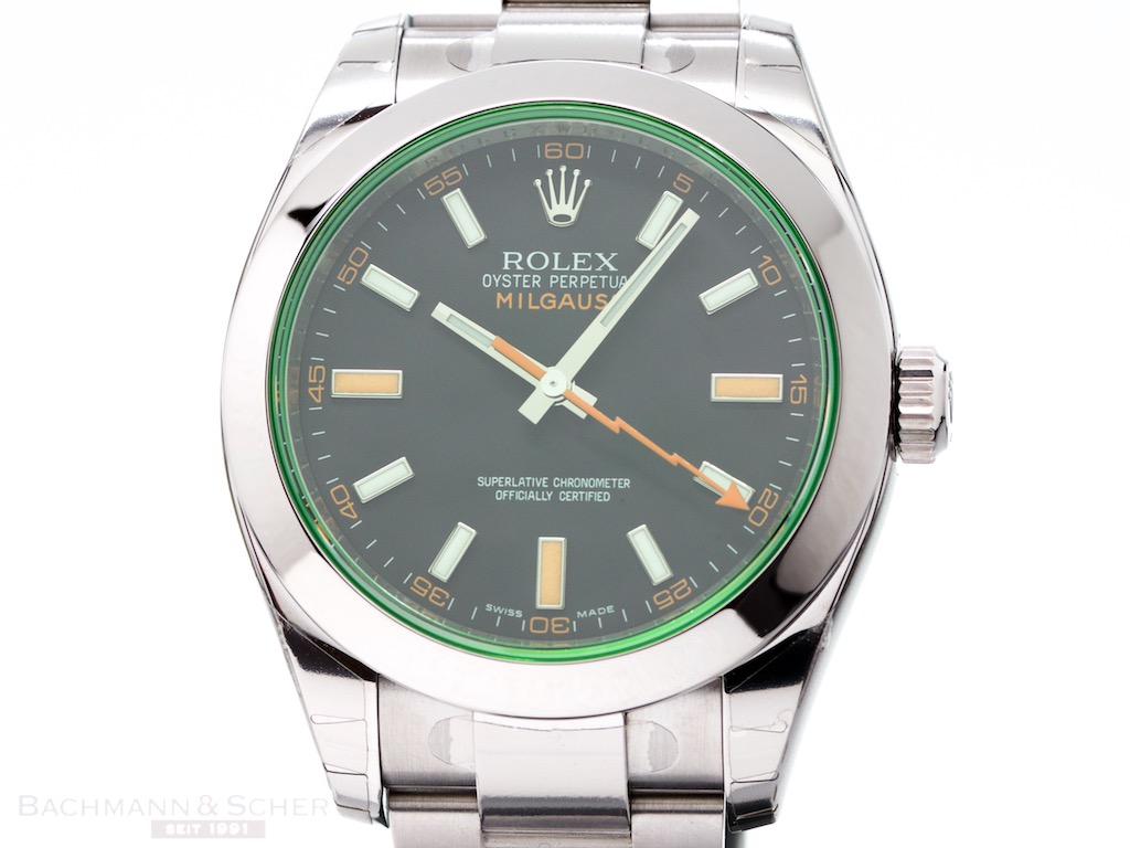 Rolex Milgauss Ref 116400GV Stainless Steel Box Papers Bj 2009 Unworn