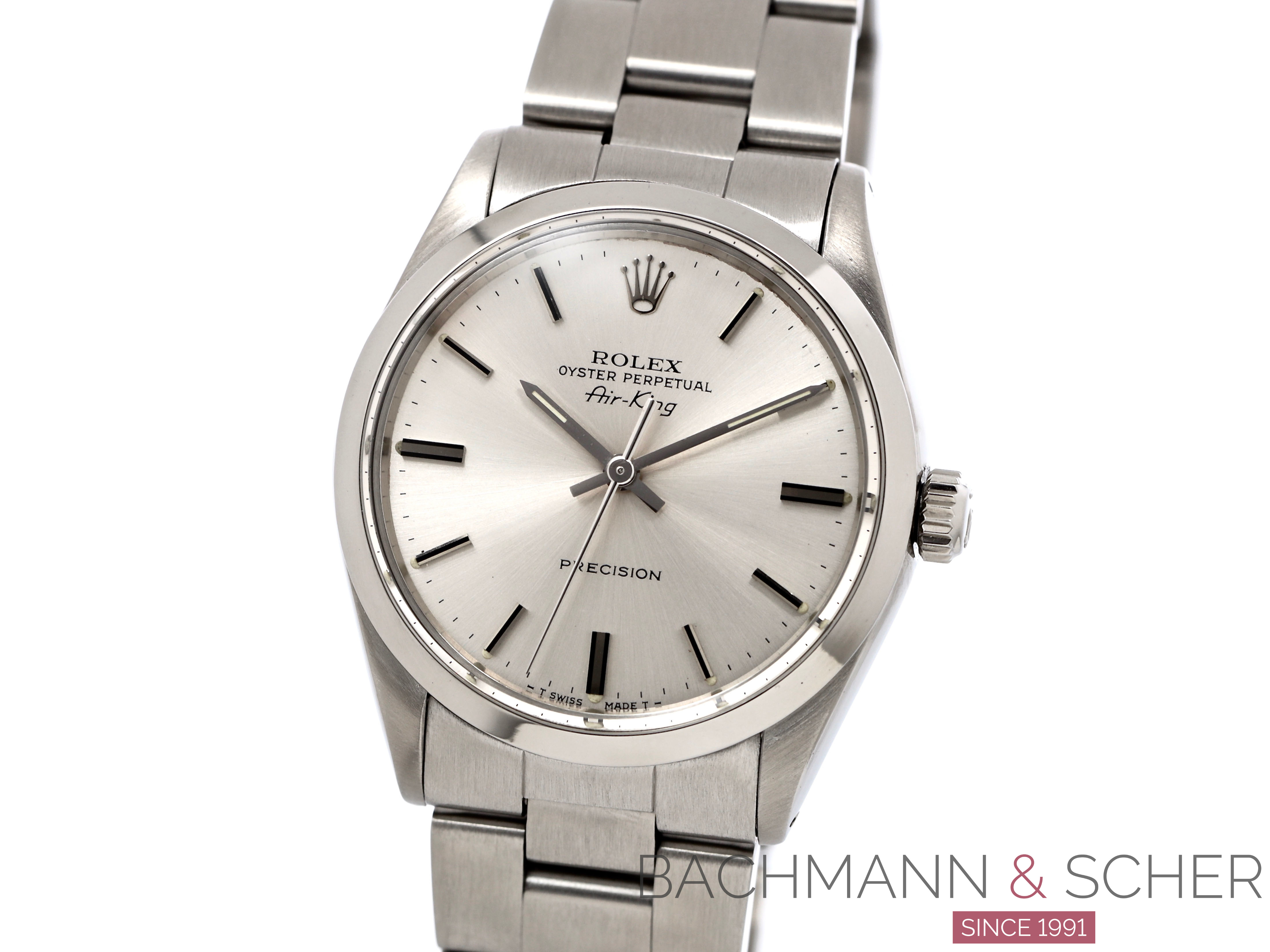Rolex Vintage Air King Ref 5500 Stainless Steel Box Papers Bj 1990