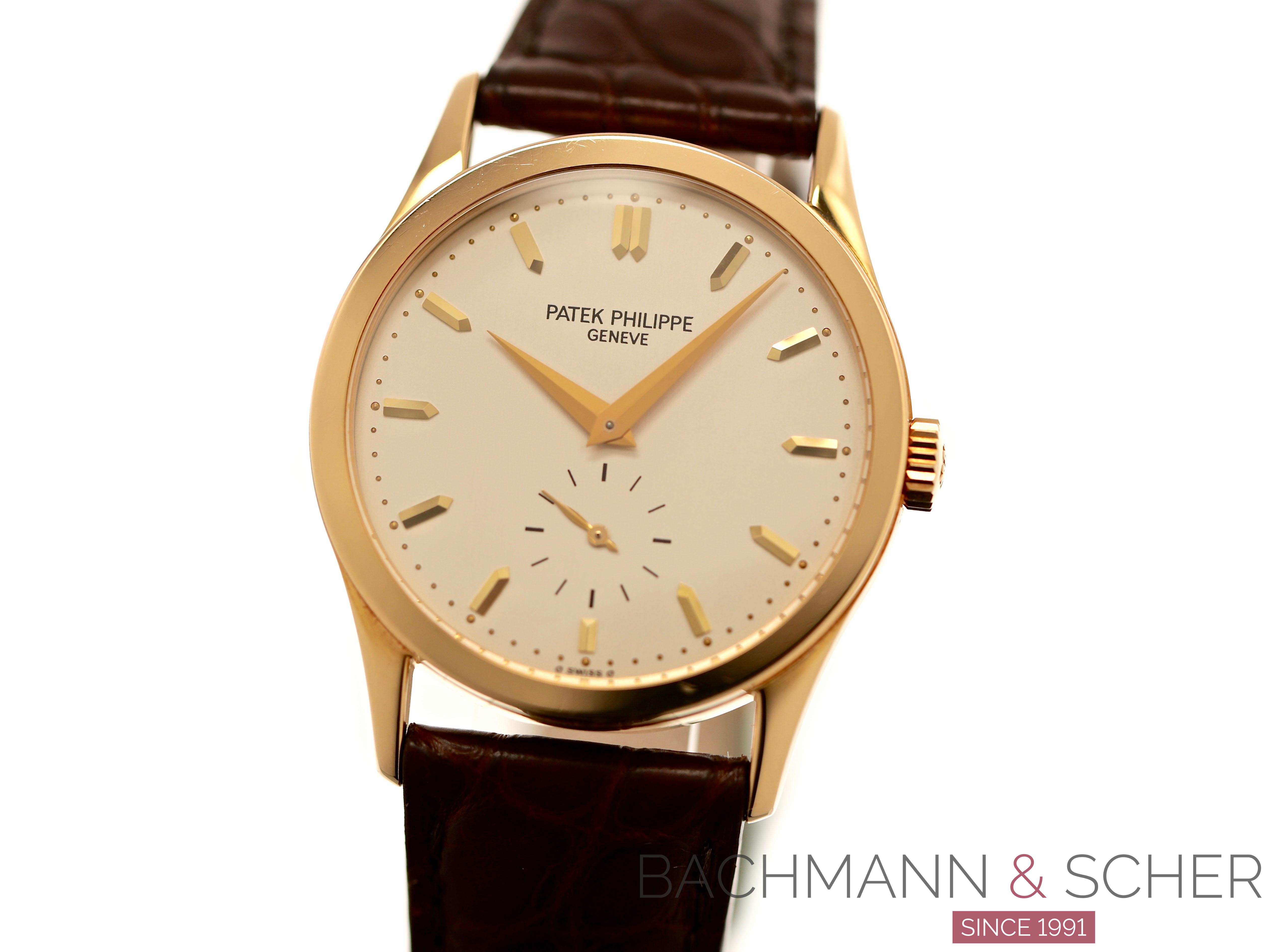 Patek Philippe Calatrava Ref 5096 18k Yellow Gold Sapphire Glas Back Box Papers Bj 1998
