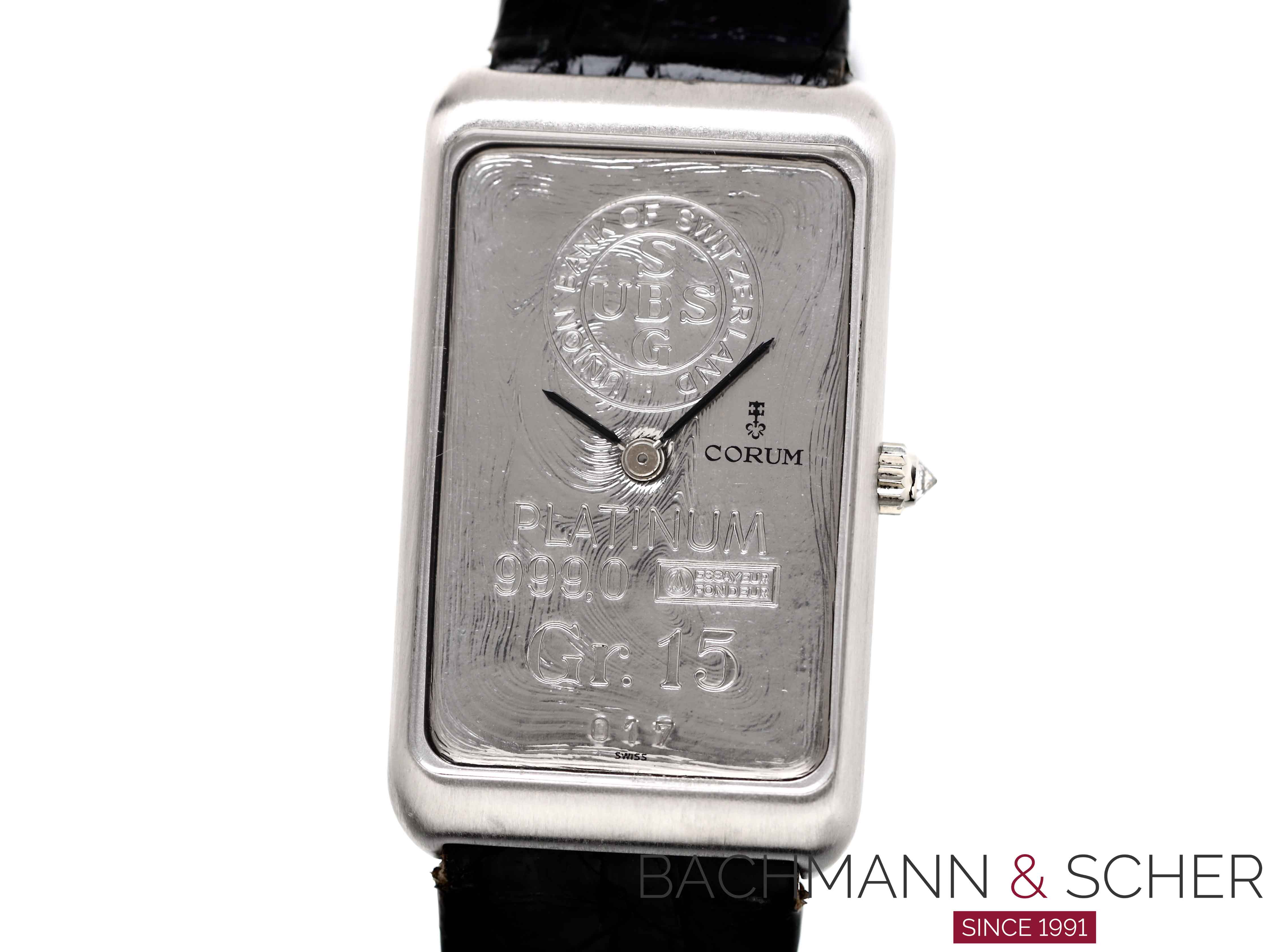CORUM UBS 999 Platinum 15 GR Bar Wrist Watch Bj 1995
