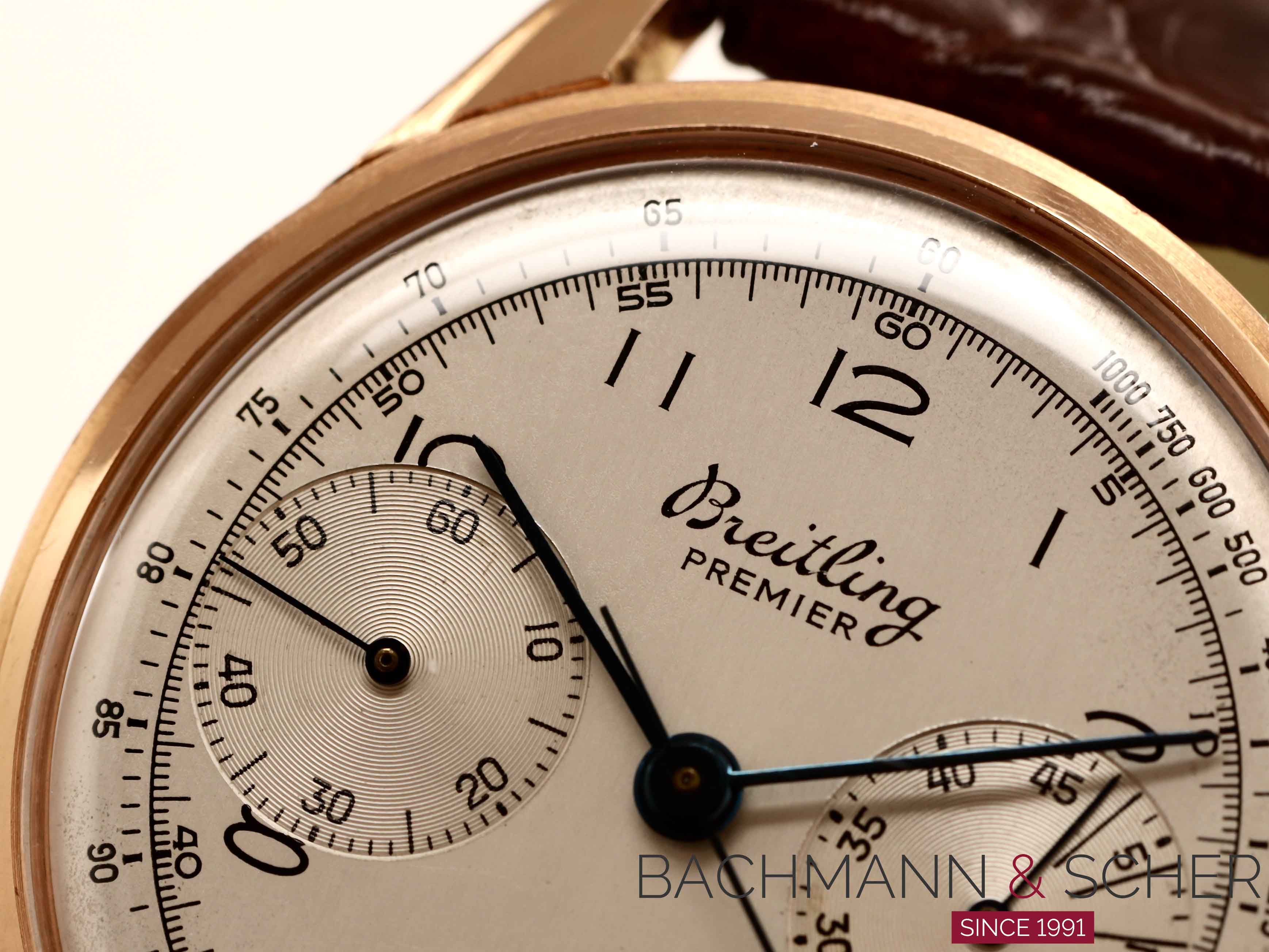 Breitling Vintage Premier Chronograph Venus 186 Ref 782 18k Rose Gold Bj 1940