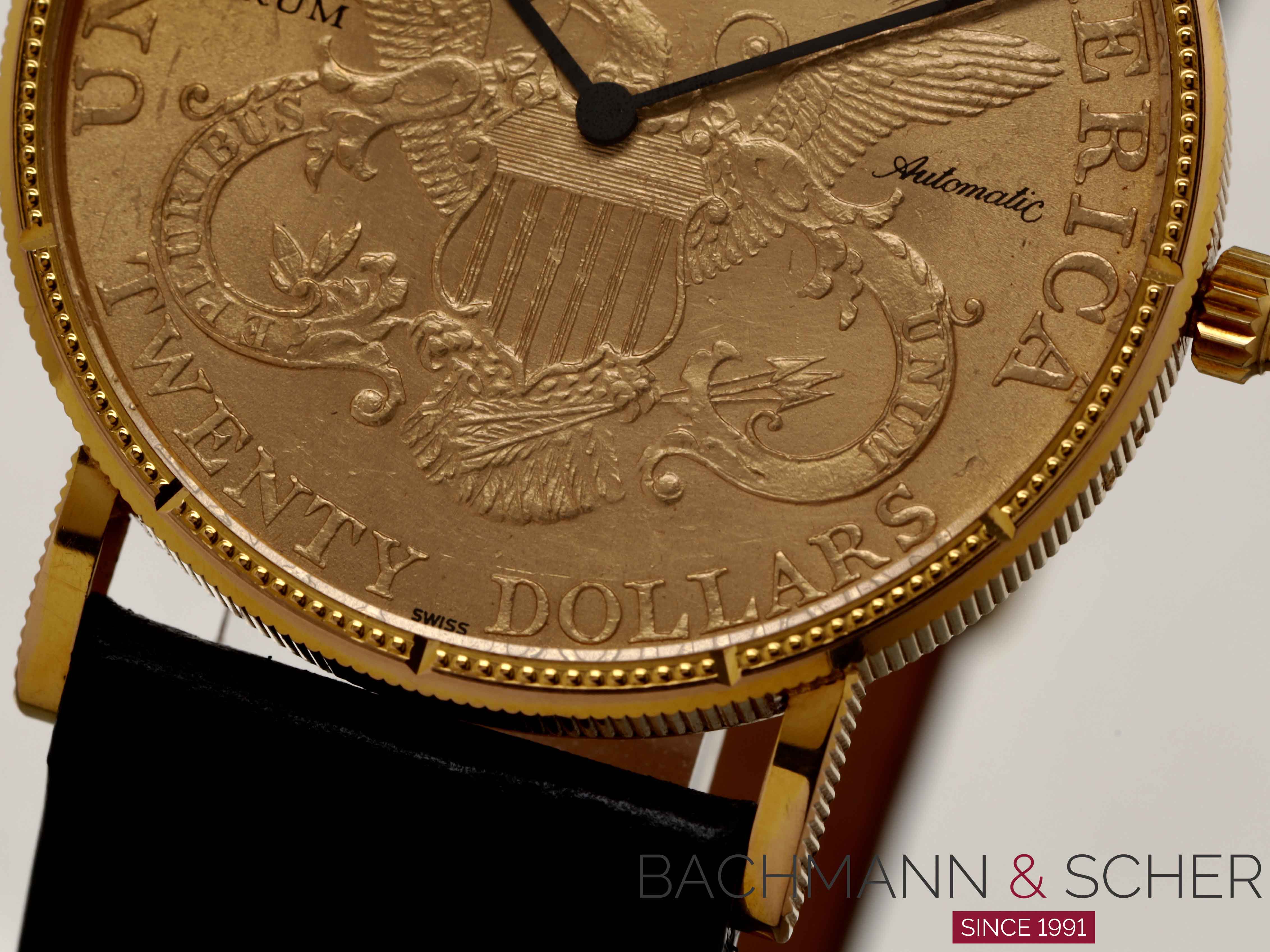 CORUM 20 Dollar Coin Watch Automatic 24K Yellow Gold Bj 1988