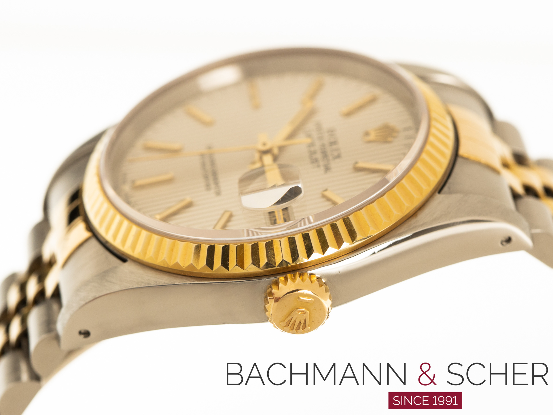 ROLEX, REF. 16233 STAINLESS STEEL AND 18K YELLOW GOLD 'OYSTER PERPETUAL  DATEJUST' WRISTWATCH, CIRCA 1990