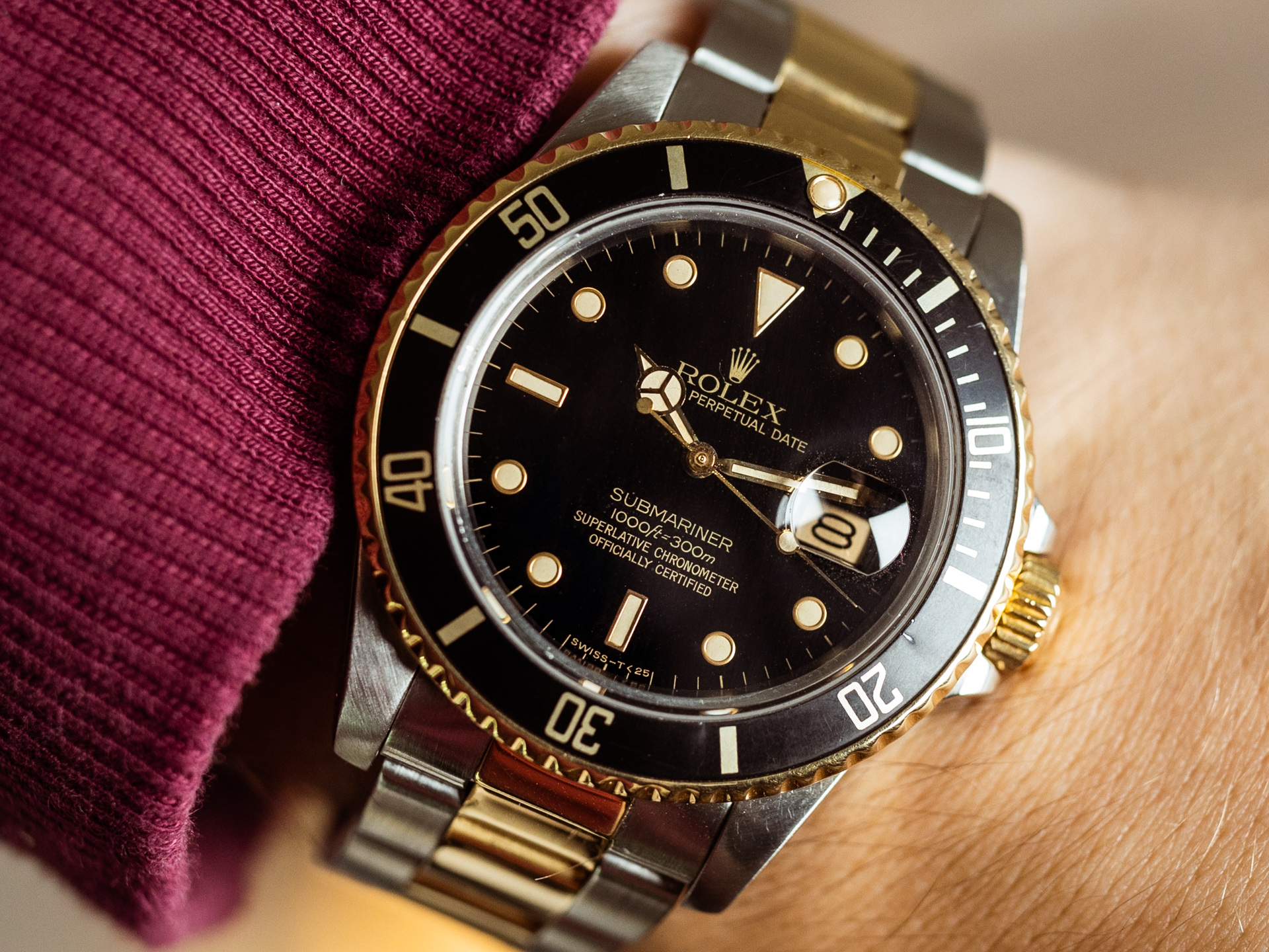 Rolex Vintage Submariner Date Ref-16803 Stainless Steel 18K Yellow Gold ...