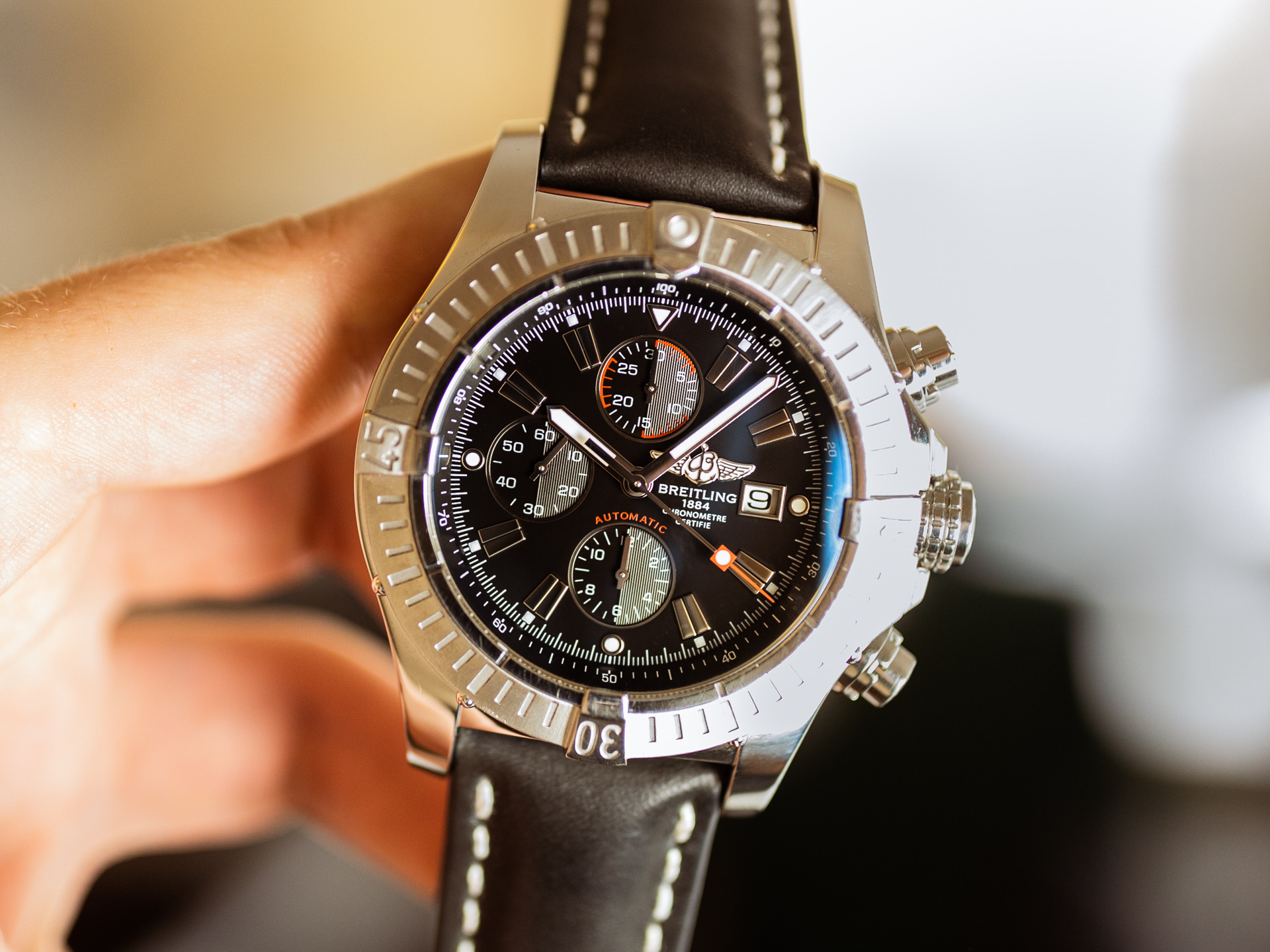 Breitling Super Avanger Chronograph Ref A13370 101 Steel Box Papers Bj 2010