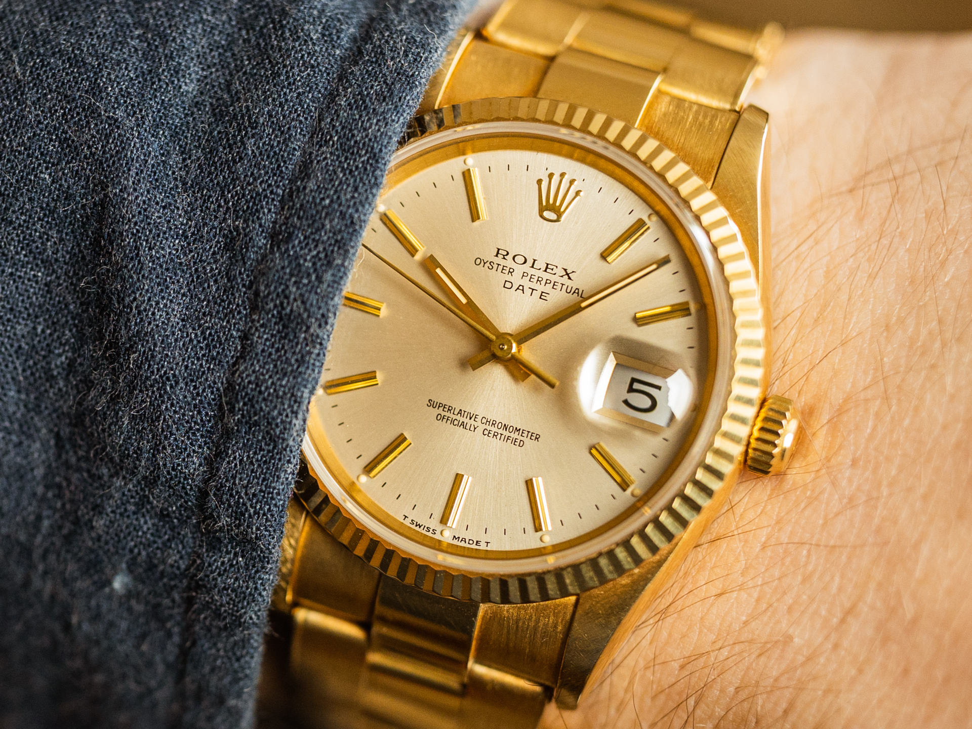 Rolex Oyster Date Ref 15238 18K Yellow Gold Papers Bj 1996