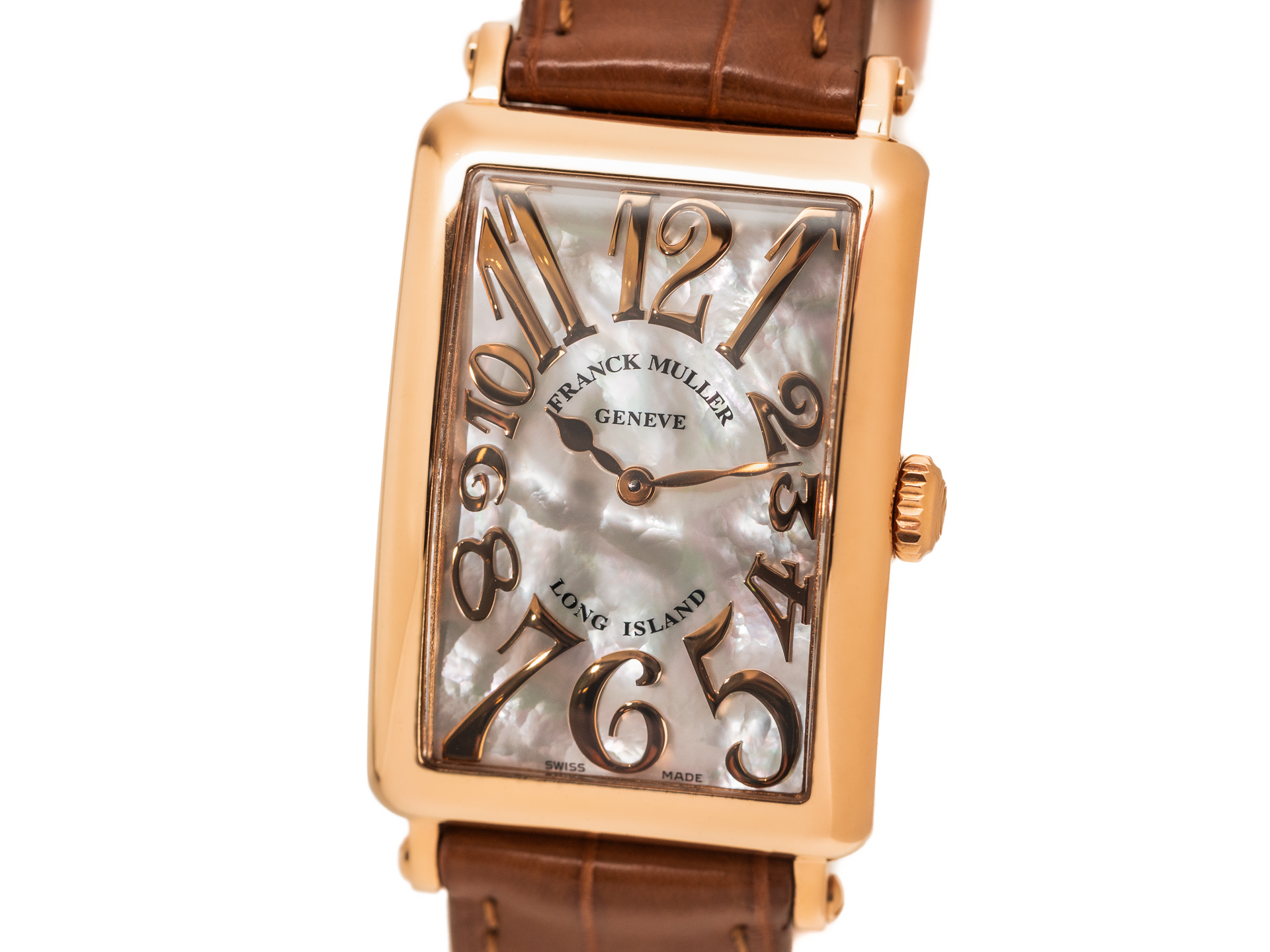 FRANK MULLER Medium Size LONG ISLAND Ref 952QZ 18k Rose Gold Mother of Pearl Dial Papers Bj 2016 Excellent