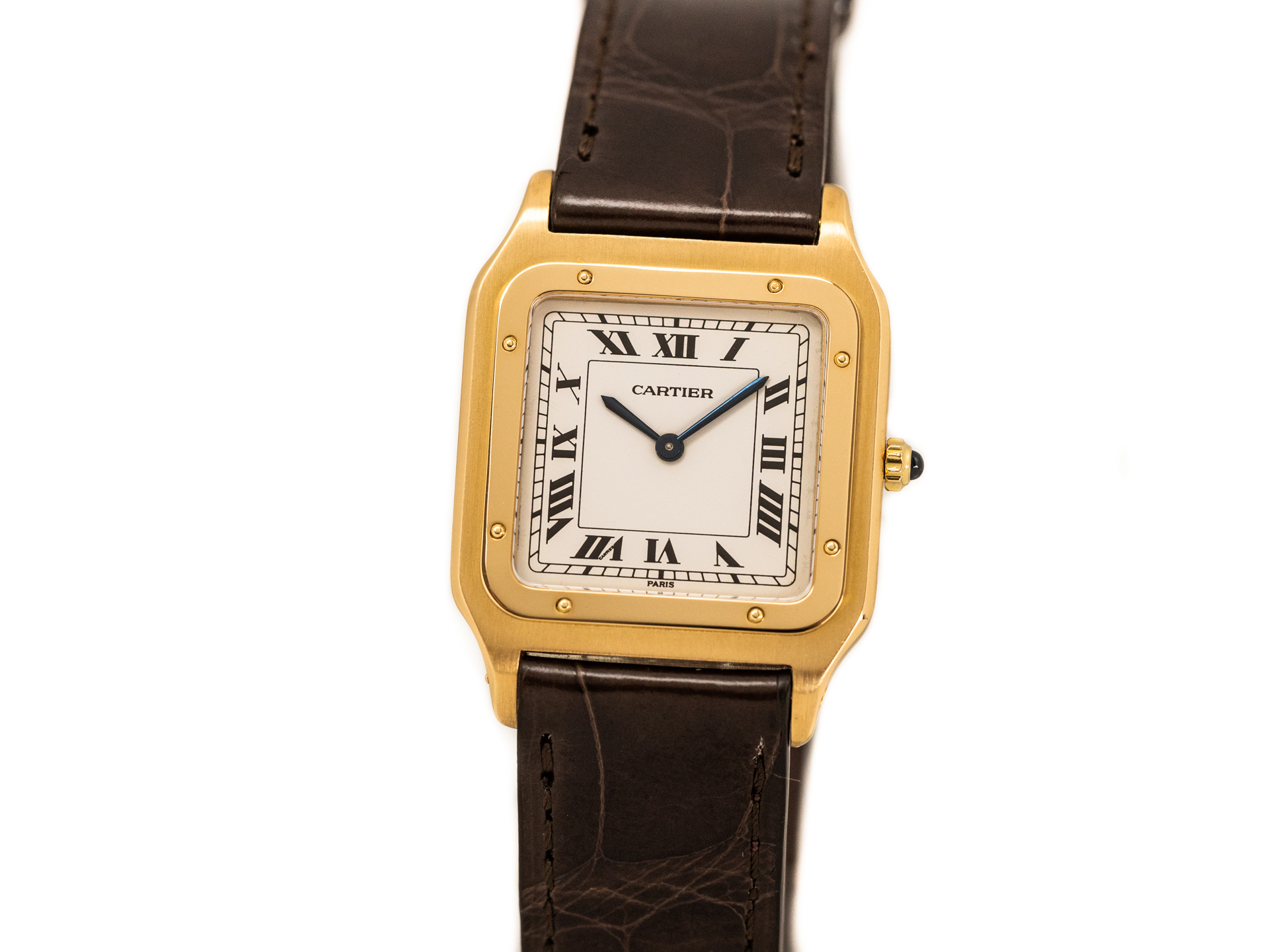 CARTIER SANTOS DUMONT Thin Case Ref 1575 18k Yellow Gold Box Bj 1988