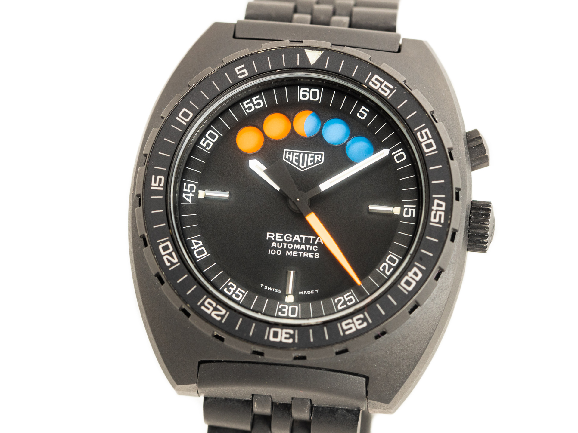HEUER Vintage AUTAVIA REGATTA Ref 134 601 Steel PVD Box Bj 1978 MINT