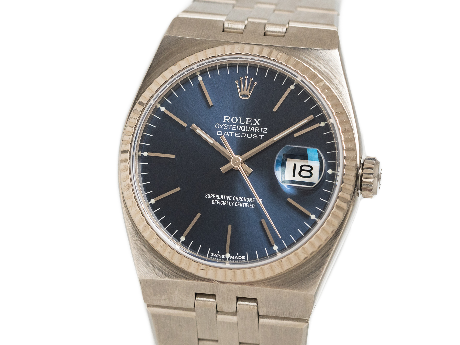 ROLEX Vintage OYSTERQUARTZ Ref 17011 Steel White Gold Box Papers Bj 1986 ROLEX Service 2020