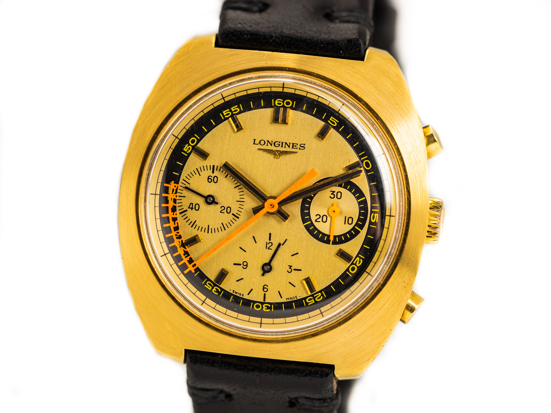 LONGINES Vintage NONIUS Chronograph Ref 8273 18k Yellow Gold Bj 1969
