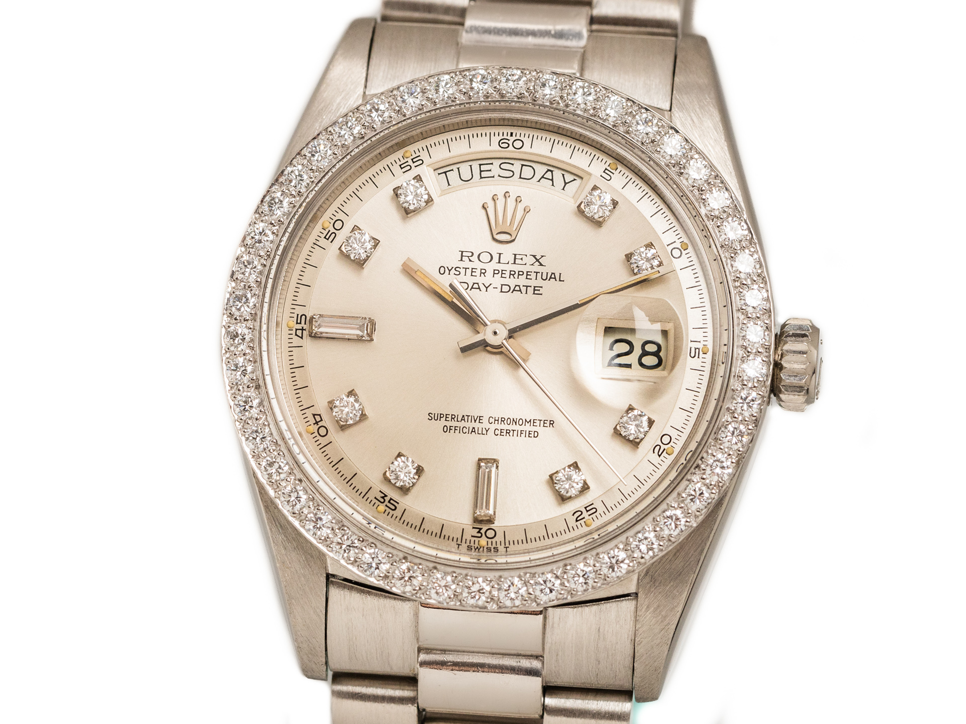 Rolex Day Date Ref 1804 6 Platinum with Original Diamond Bezel and