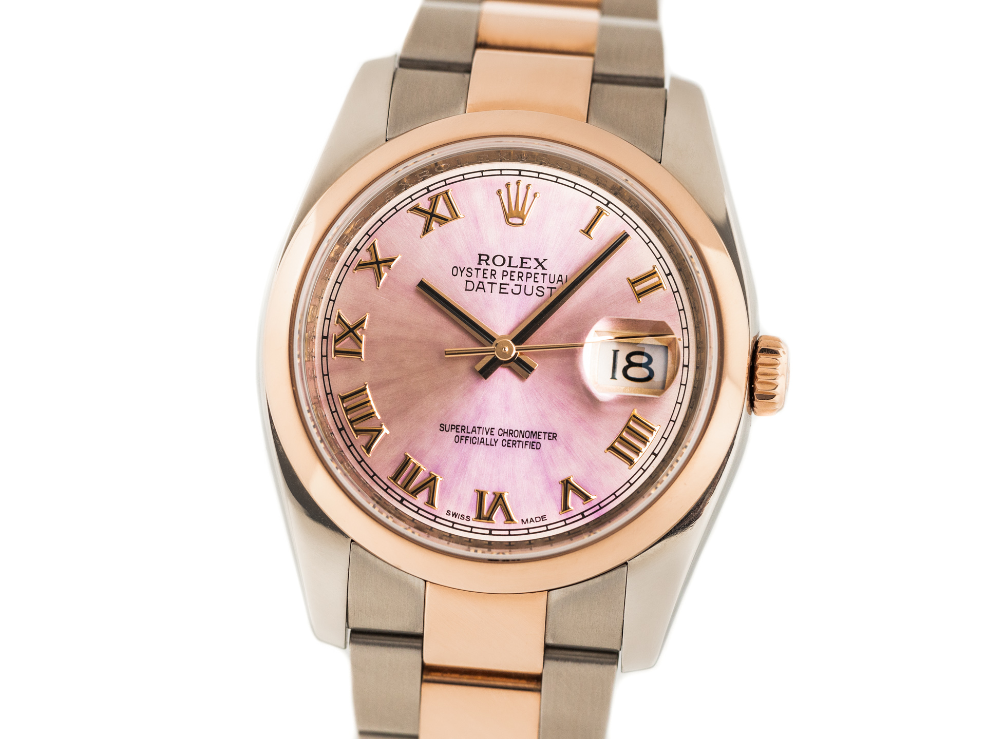 ROLEX DATEJUST 36 Stainless Ref 116201 Steel 18K Rose Gold Box