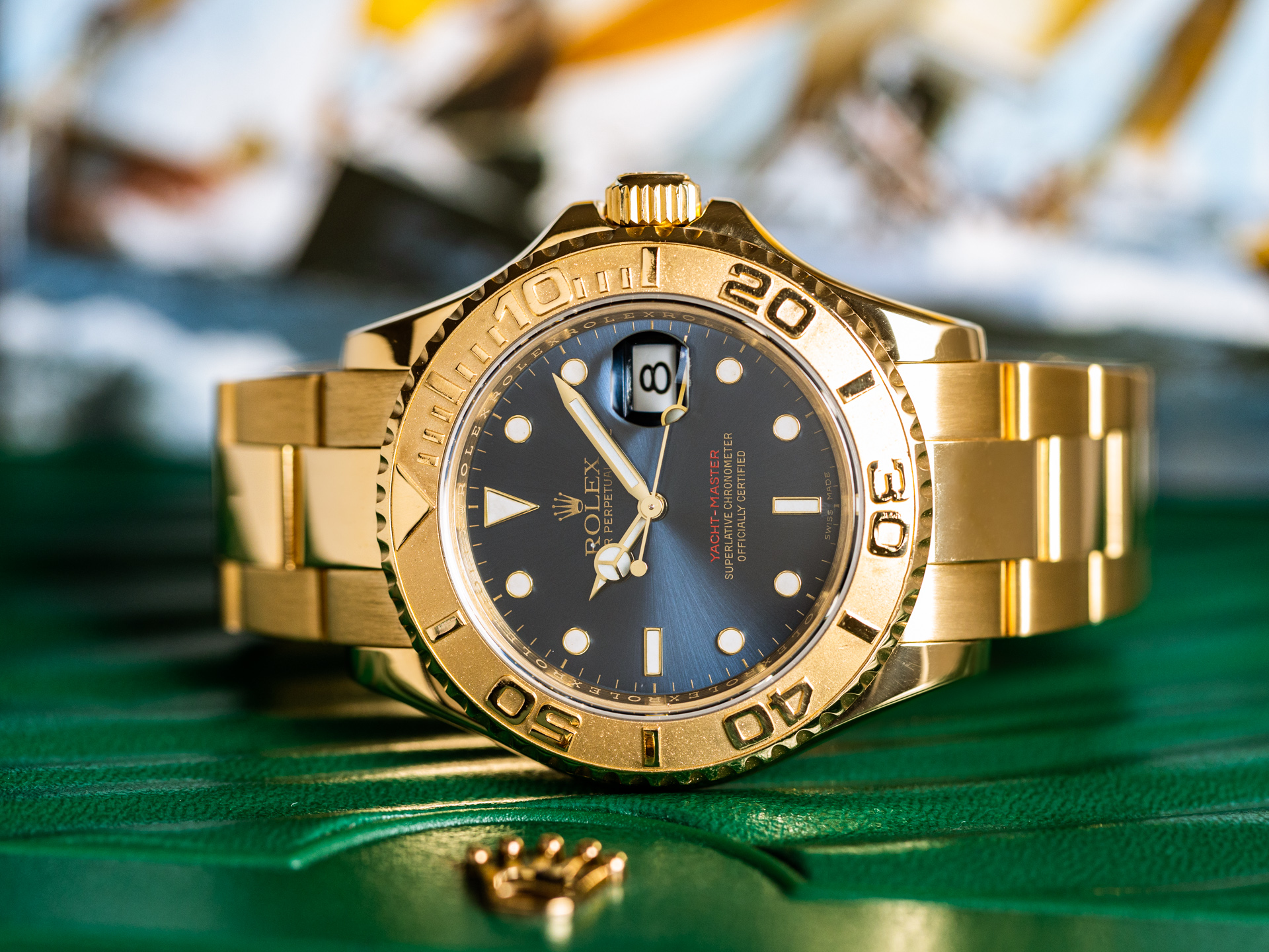 Rolex Yachtmaster Man Size Ref 16628 in 18k Yellow Gold Box Warranty Bj 2014 LC100