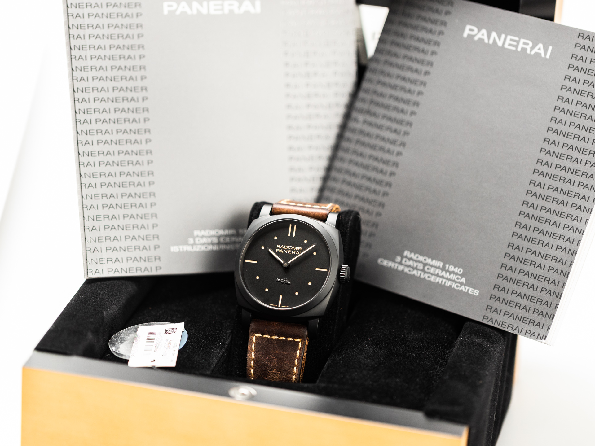 PANERAI RADIOMIR 1940 PAM00577 3 Days Black Ceramic Box Papers Bj