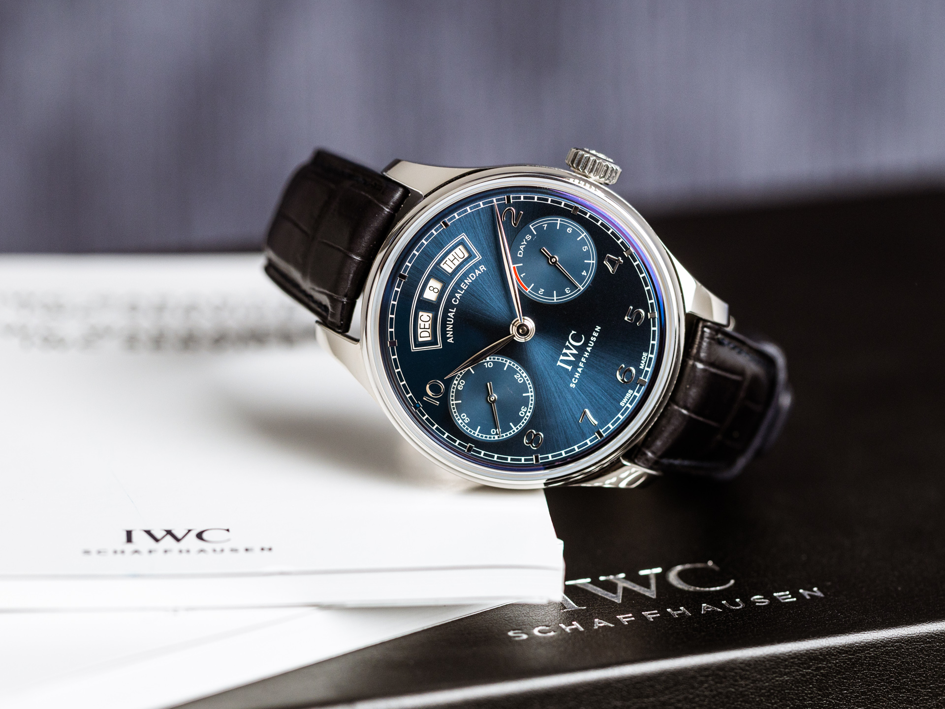 IWC PORTUGIESER ANNUAL CALENDAR Ref IW503502 Steel Box Papers Bj 2020 UNWORN