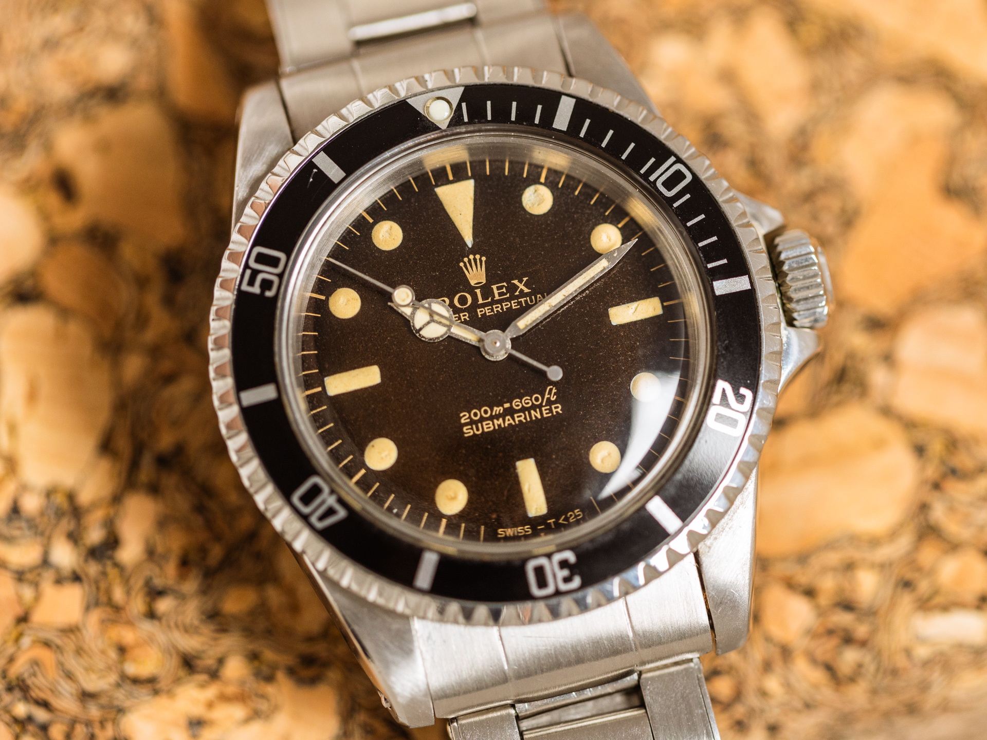 ROLEX Vintage SUBMARINER Ref 5513 Tropic Tritium Gilt Dial Steel Bj 1966