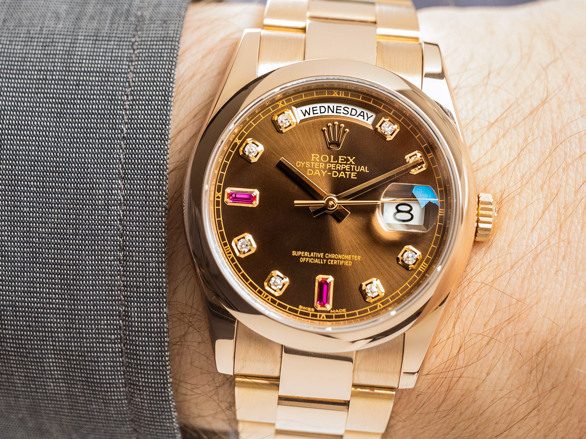 Rolex ruby dial rose gold hotsell