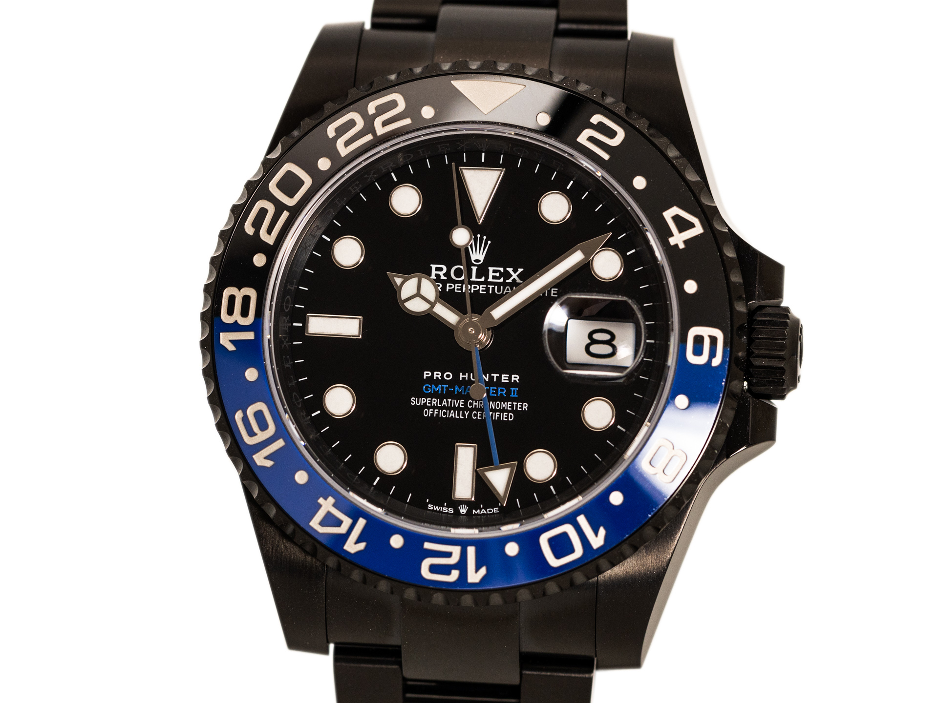 PRO HUNTER GMT MASTER II Blue Ref 126710BLNR Stainless Steel Carbon Coated Box Papers Bj 2023 UNWORN