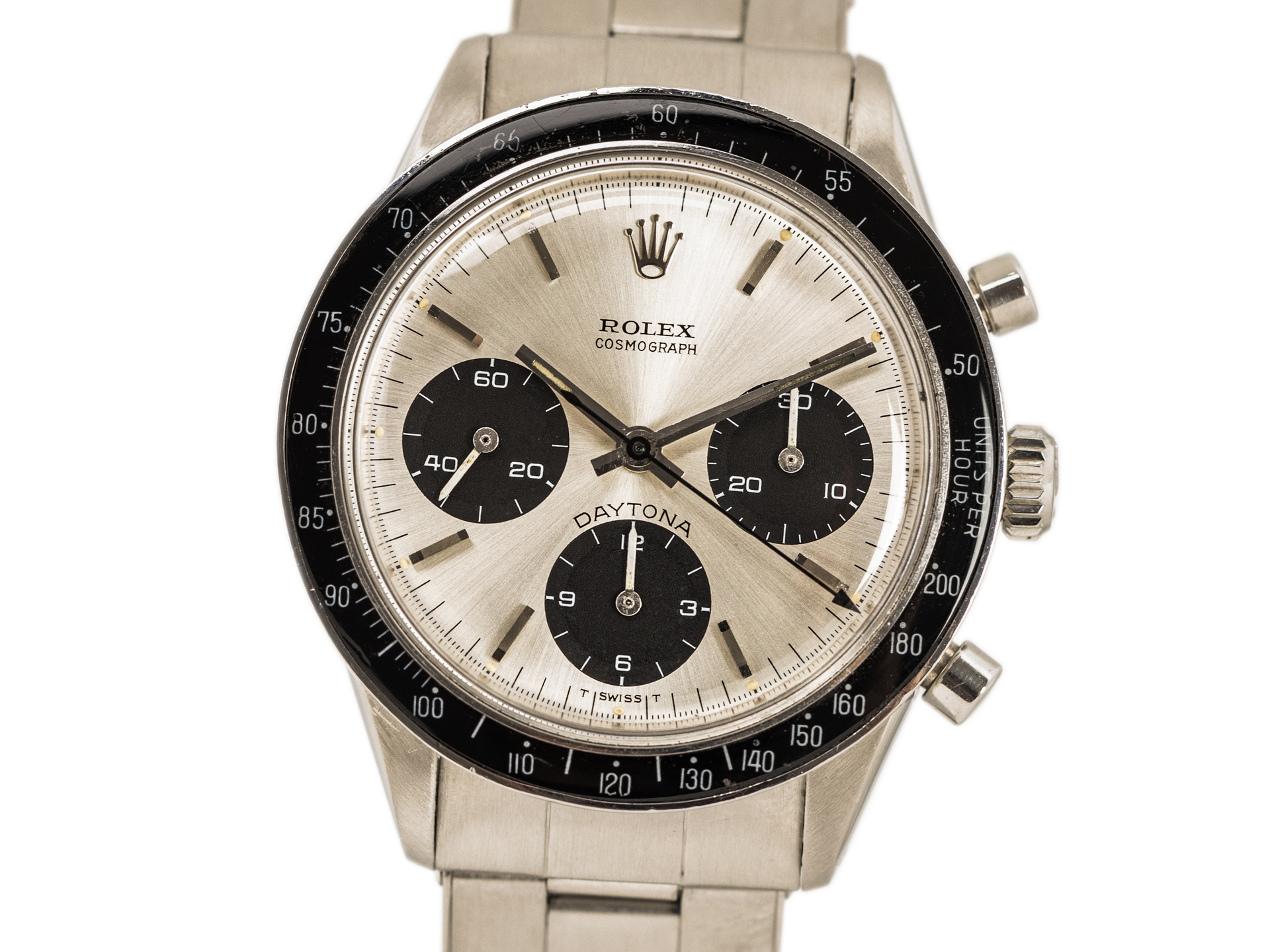 ROLEX Vintage DAYTONA COSMOGRAPH Ref 6241 Silver Black DAYTONA Tritium Dial Steel Bj 1970 Very Rare