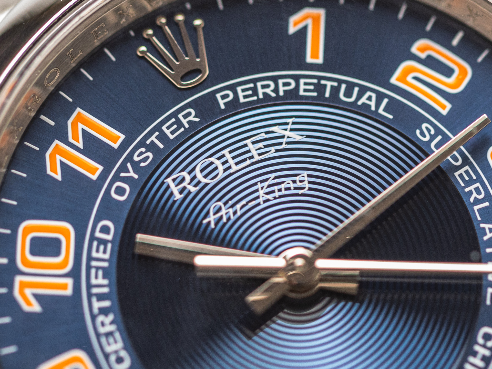 Rolex air king blue dial orange numbers 2025