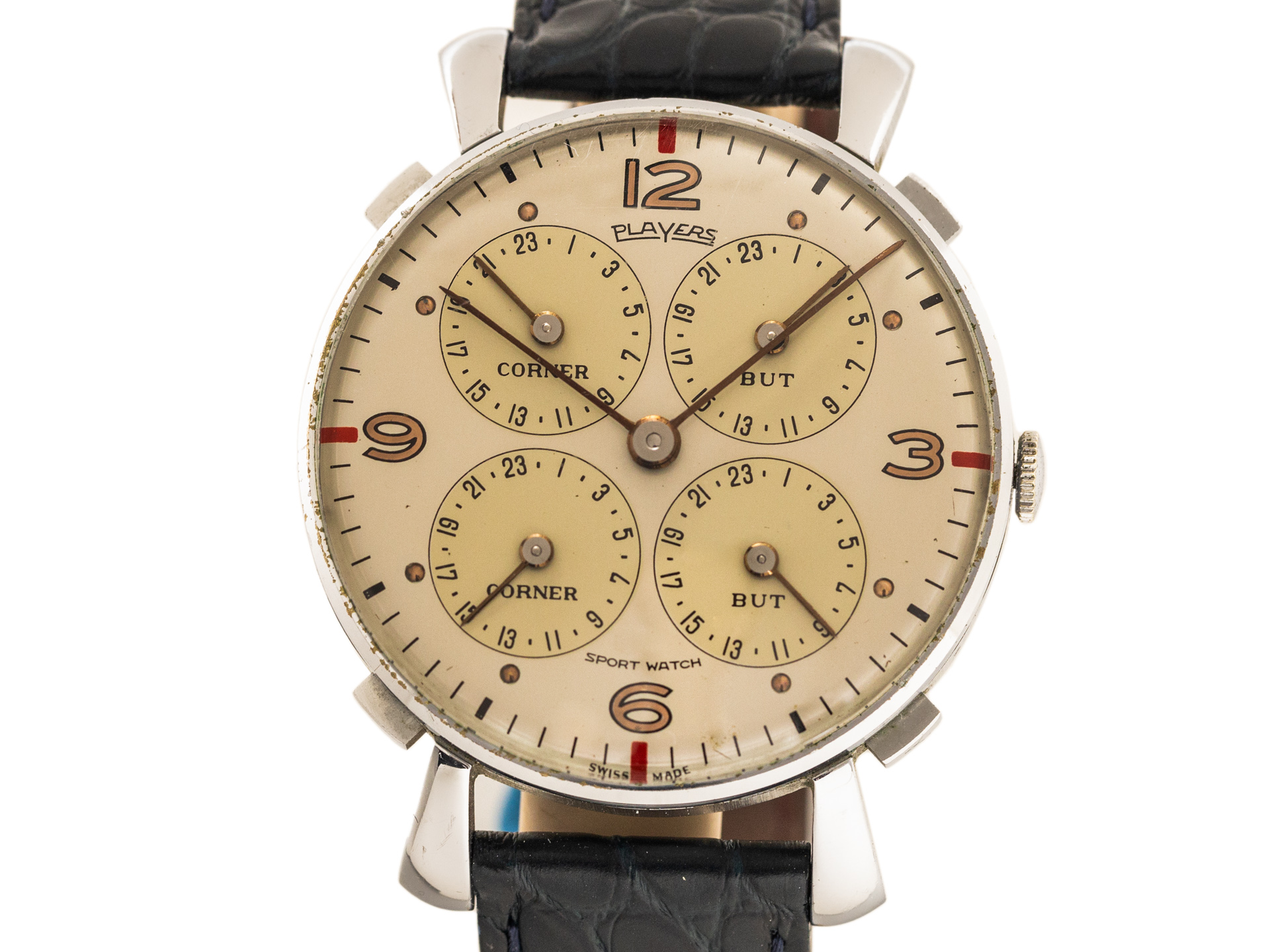 Players Vintage Referee Sport Watch Steel Compteur 38mm Bj 1940s