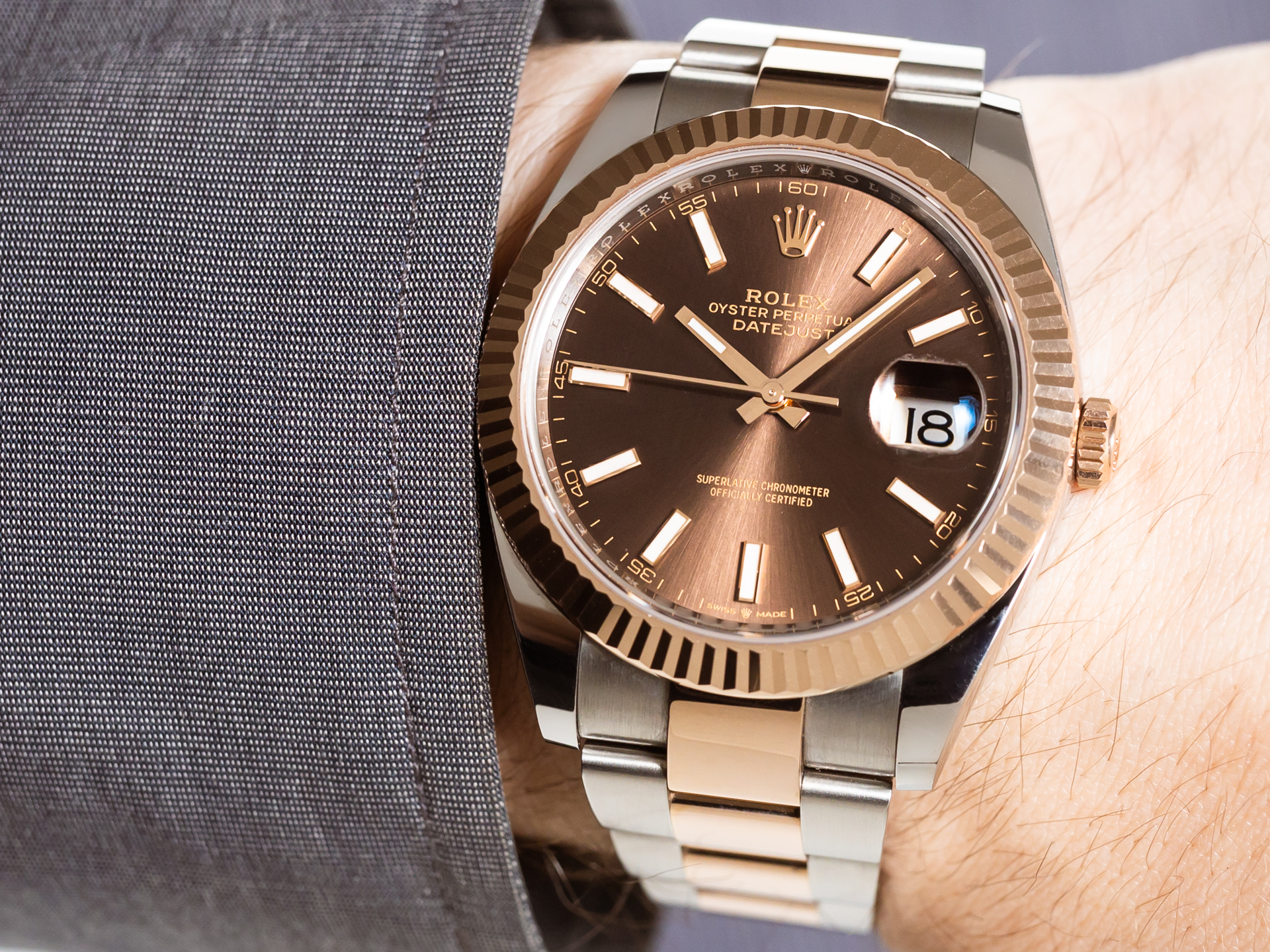 ROLEX DATEJUST 41 Ref 126331 Rose Gold Steel Chocolate Dial Box 