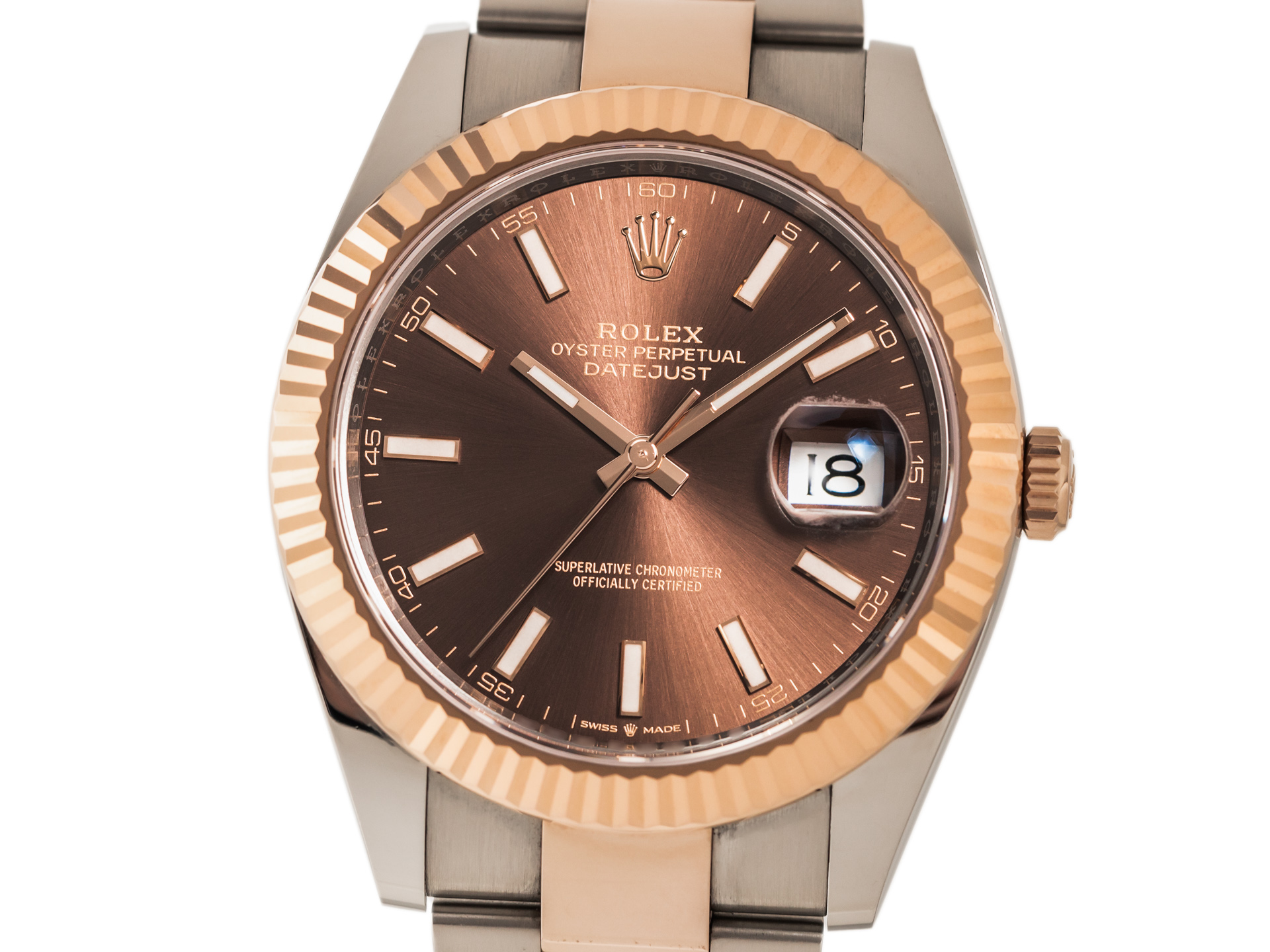 ROLEX DATEJUST 41 Ref 126331 Rose Gold Steel Chocolate Dial Box 