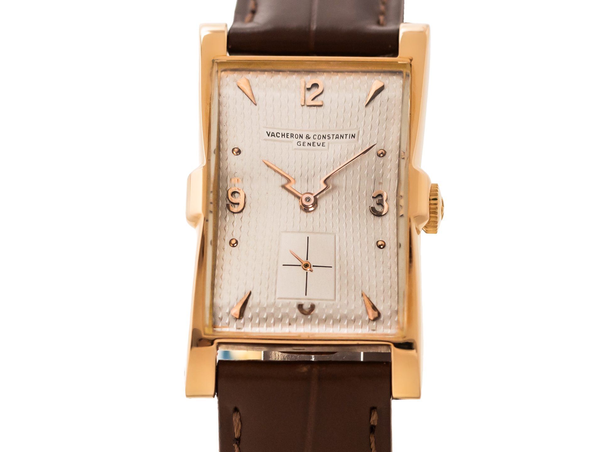 VACHERON CONSTANTIN Vintage HOUR GLASS Ref 4591 18k Rose Gold Engraved Dial Bj 1949