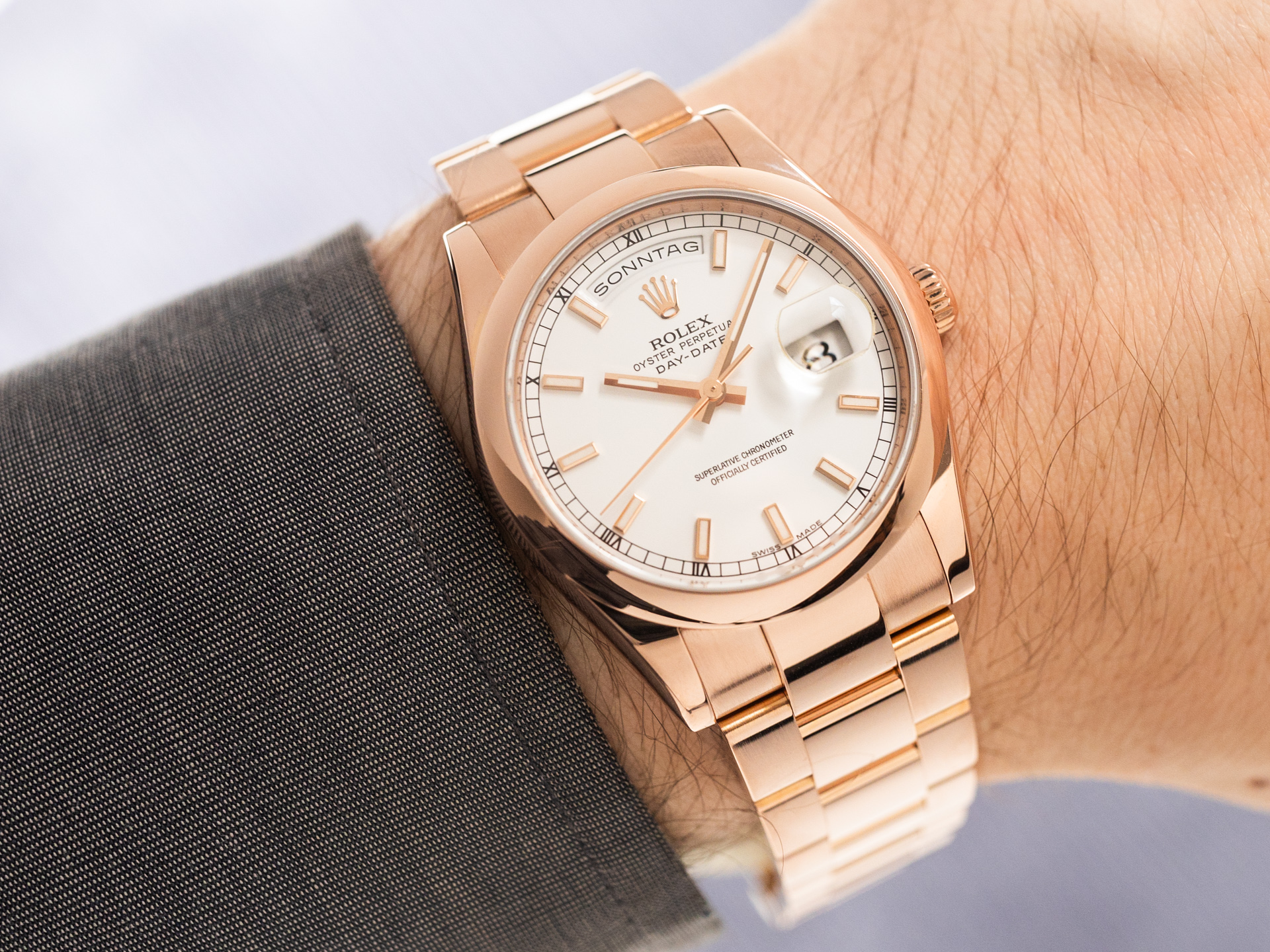 ROLEX DAY DATE Ref 118205F 18k Rose Gold Box Papers Bj 2009