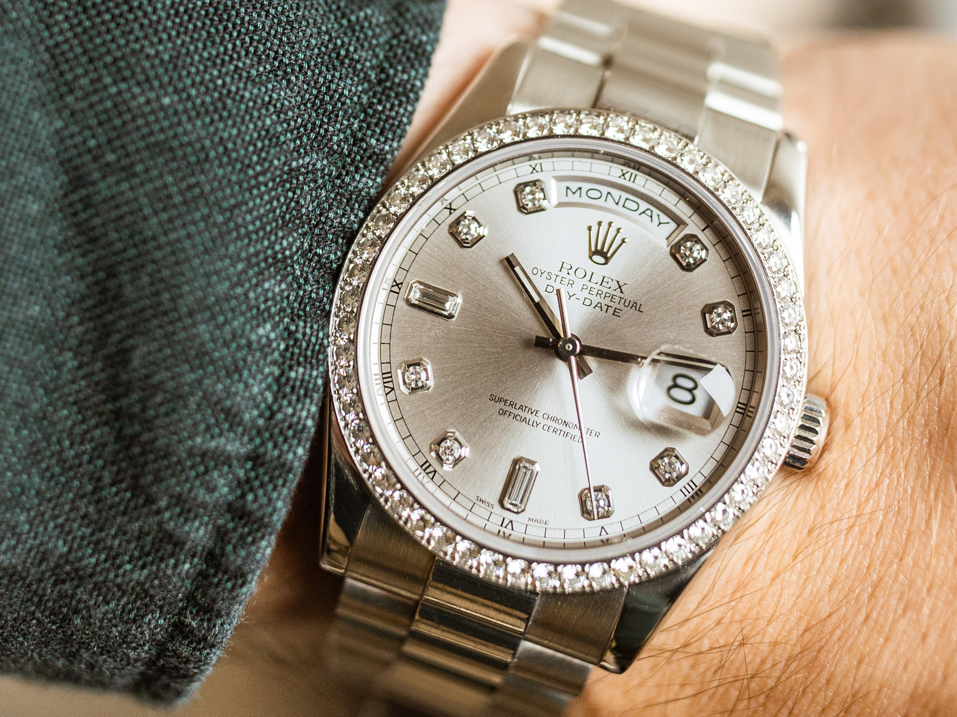 Rolex Day Date Ref 118346 950 Platinum Original Diamond Setting Box Bj 2001