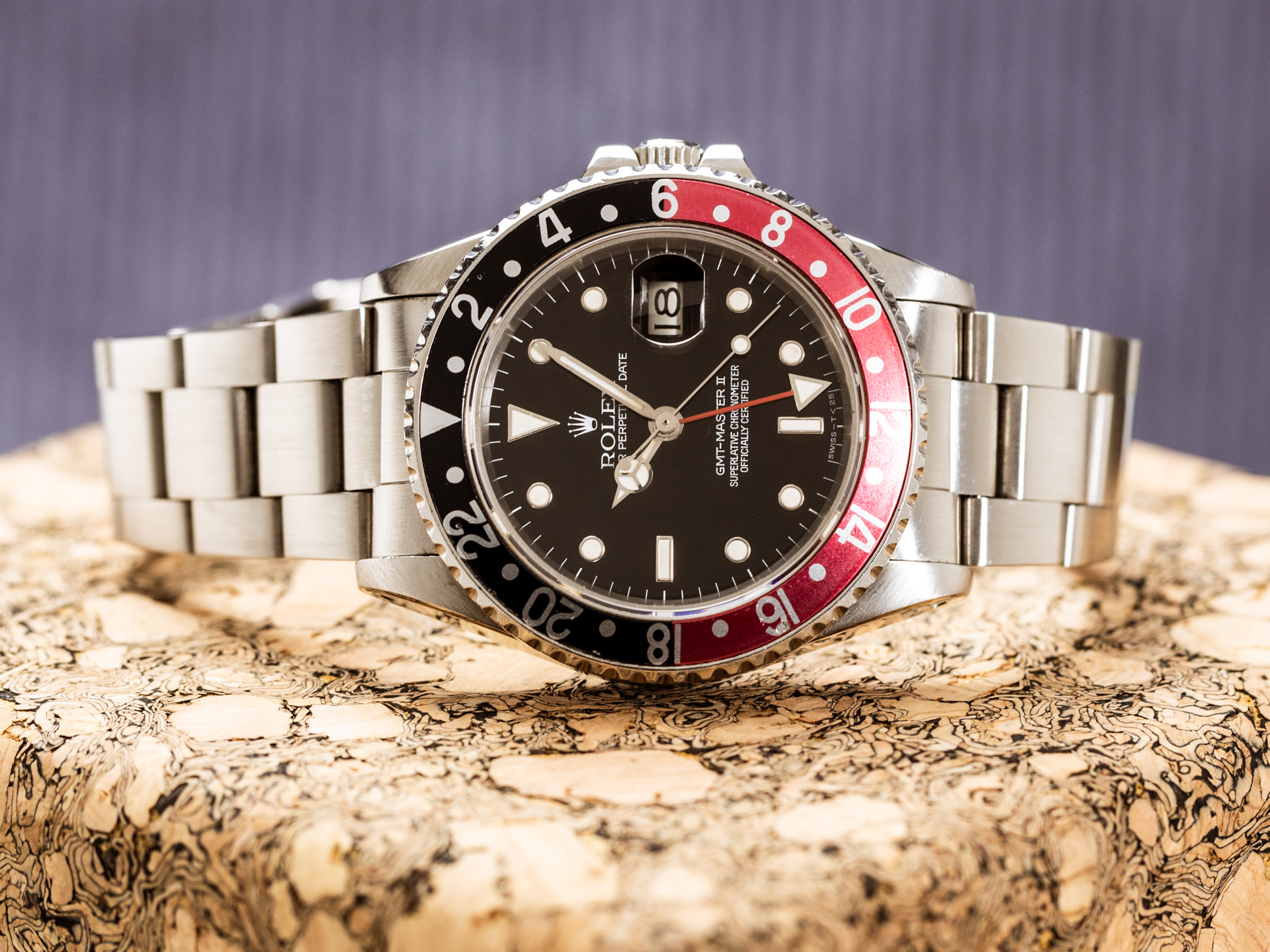 ROLEX Vintage GMT MASTER II COKE FAT LADY Ref 16760 Tritum Dial Bj 1983